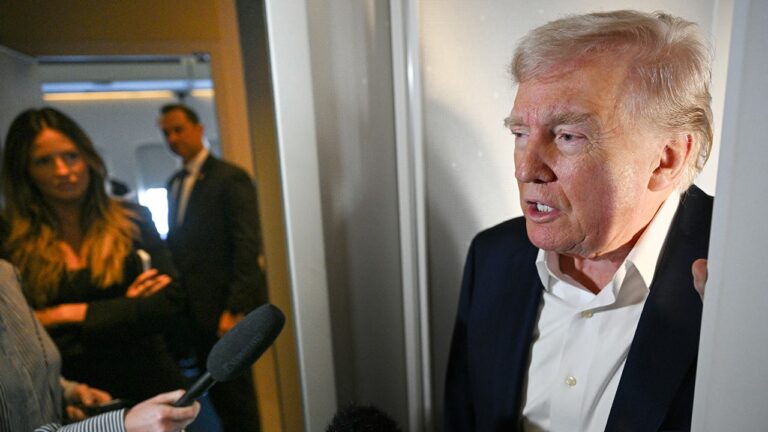 trump speaking to reporters on air force one
